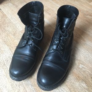 Frye Black Leather Lace-Up Boots- Sz6
